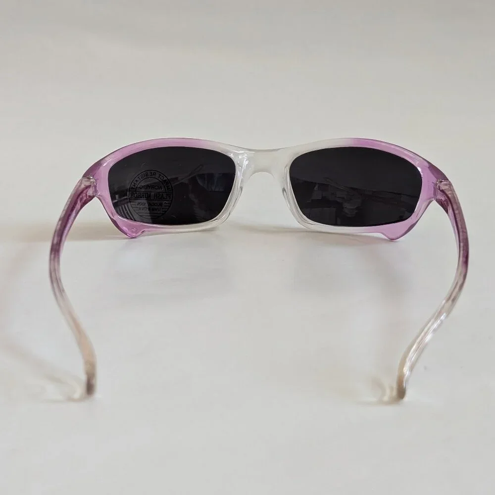 NWT Vintage 90's Kids Acetate Sporty Sunglasses (2 Tone Crystal Pink)
